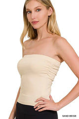 Zenana Cotton Tube Built-in Bra Top - Trendsi - Flyclothing LLC