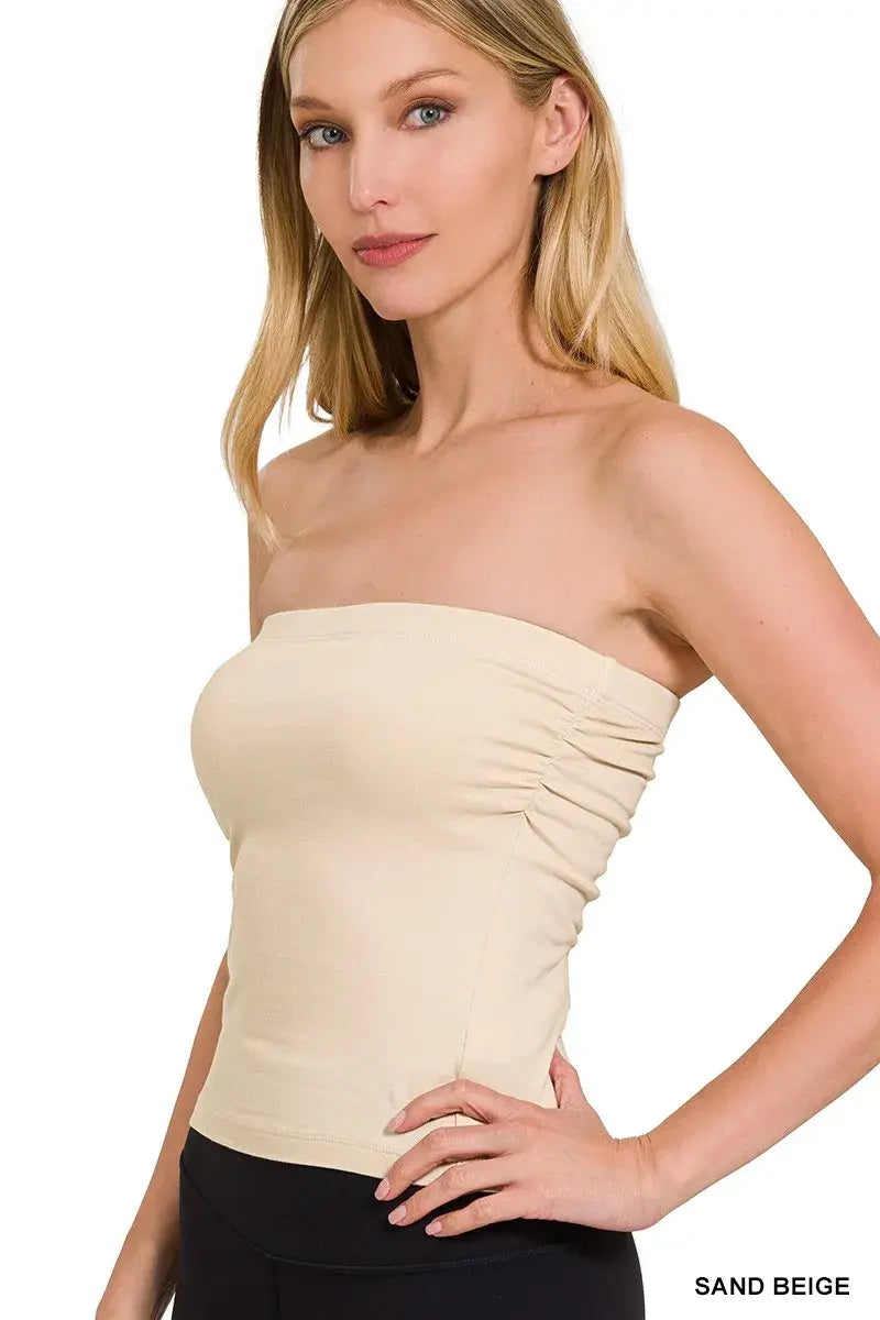 Zenana Cotton Tube Built-in Bra Top - Trendsi - Flyclothing LLC