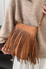 Suede Fringe Shoulder Bag - Trendsi - Flyclothing LLC