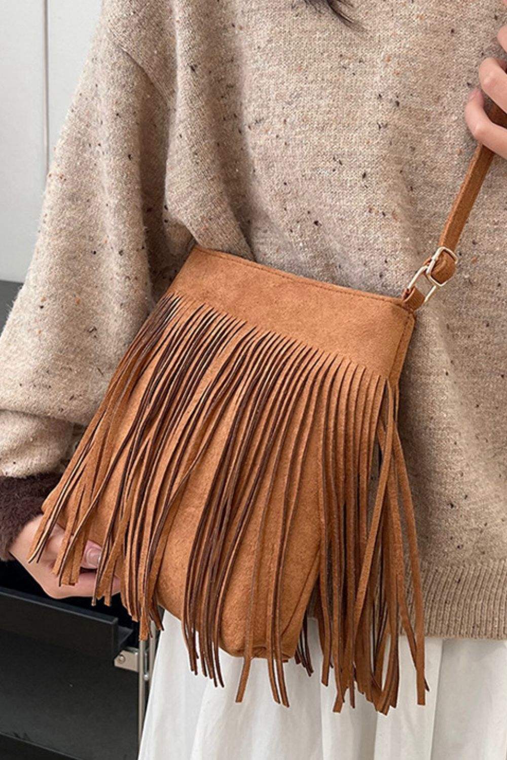 Suede Fringe Shoulder Bag - Trendsi - Flyclothing LLC