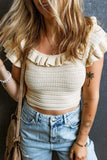 Ruffled Scoop Neck Knit Top - Trendsi - Flyclothing LLC
