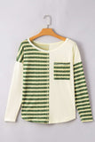 Striped Round Neck Long Sleeve Top - Trendsi - Flyclothing LLC