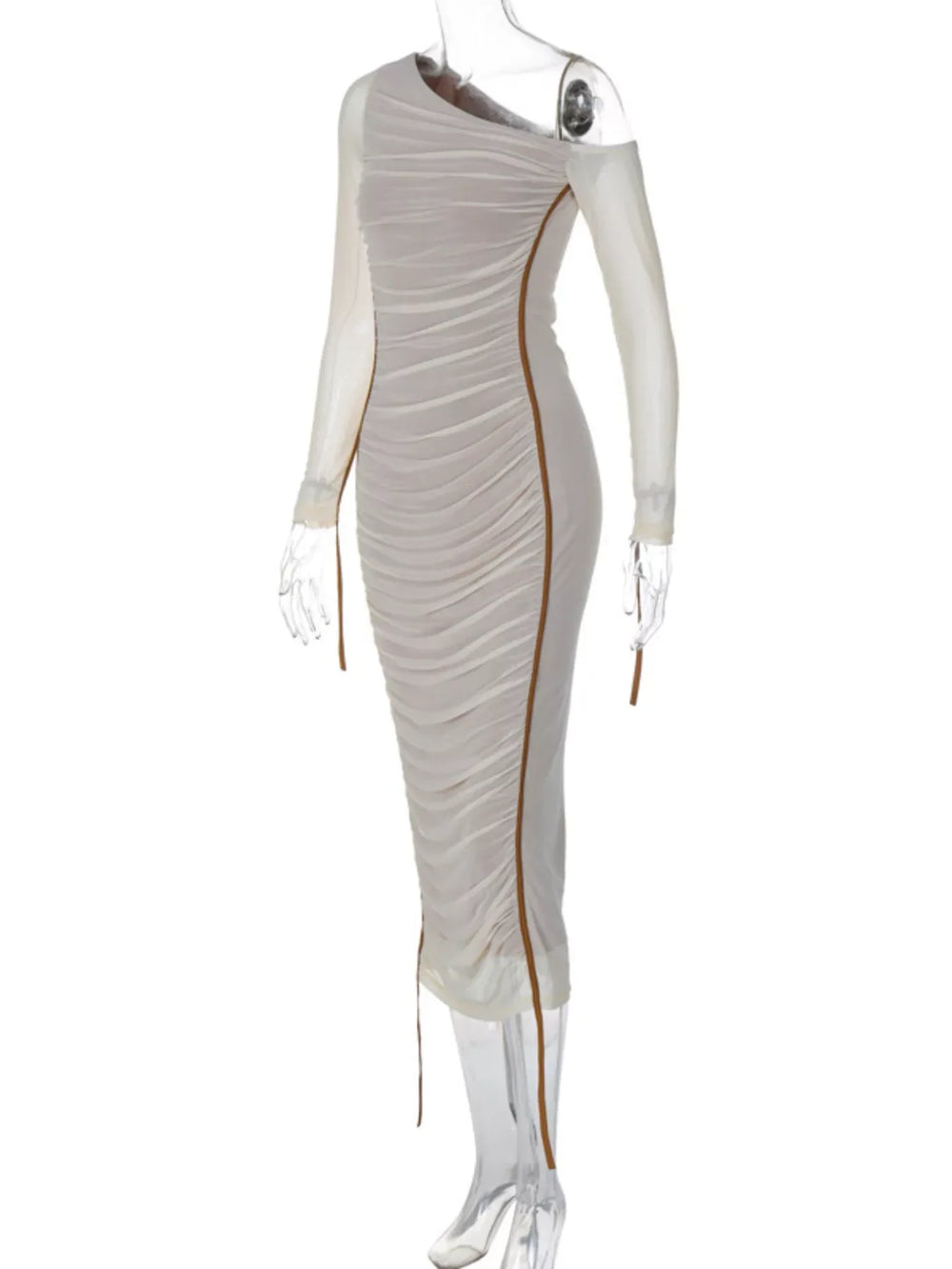One-Shoulder Ruched Bodycon Midi Dress - Trendsi - Flyclothing LLC