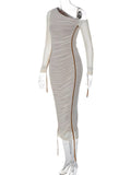 One-Shoulder Ruched Bodycon Midi Dress - Trendsi - Flyclothing LLC