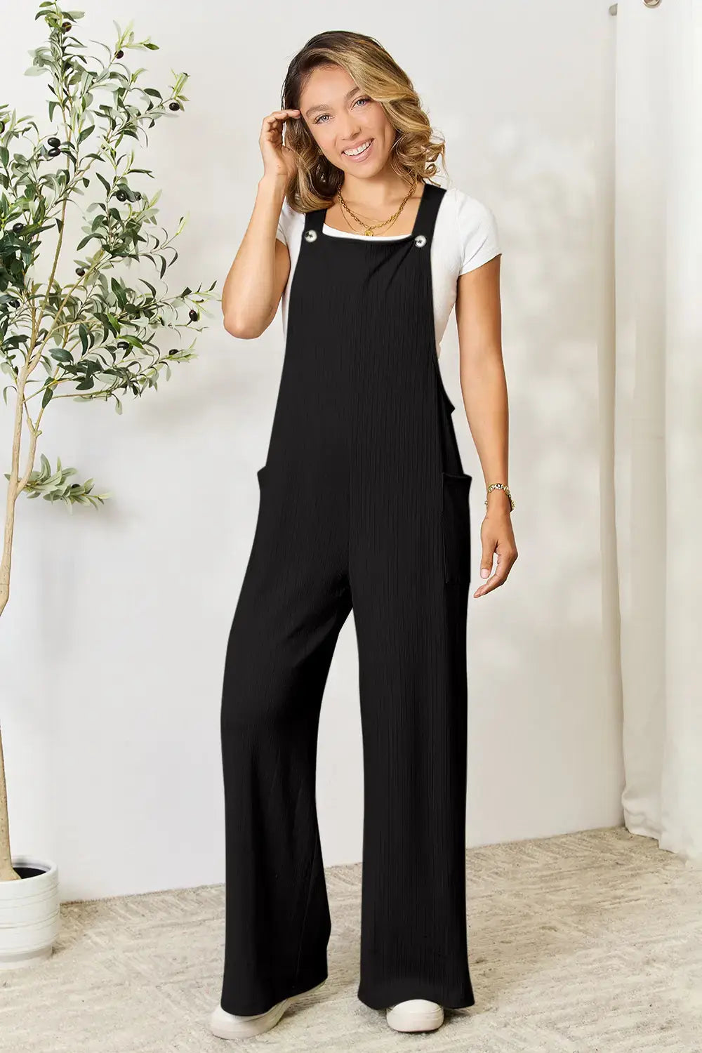 Double Take Full Size Wide Strap Overall with Pockets - Trendsi - Flyclothing LLC