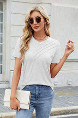 Round Neck Short Sleeve T-Shirt - Trendsi - Flyclothing LLC
