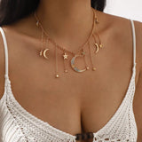 Moon & Star Charm Necklace - Trendsi - Flyclothing LLC