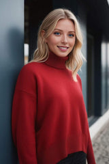 Basic Bae Turtleneck Dropped Shoulder Long Sleeve Sweater - Trendsi - Flyclothing LLC