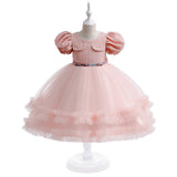 Girls' Fashion Halloween Mesh Stitching Puff Sleeve Dress - My Store - Flyclothing LLC