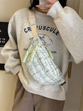 Contrast Plaid Polyester Crossbody Bag - Trendsi