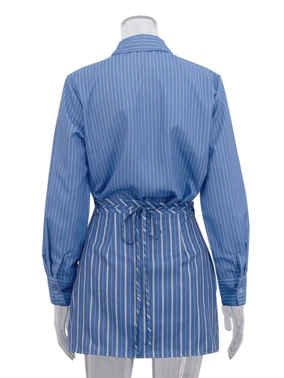 Striped Shirt and Asymmetrical Mini Skirt Set - Trendsi - Flyclothing LLC