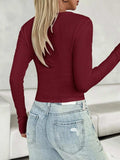 V-Neck Long Sleeve T-Shirt - Trendsi - Flyclothing LLC