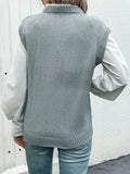 Openwork V-Neck Sweater Vest - Trendsi