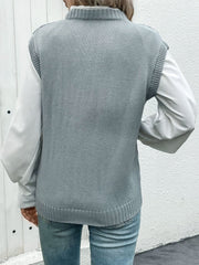 Openwork V-Neck Sweater Vest - Trendsi