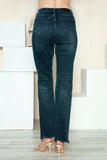 Judy Blue Full Size Button Fly Hem Destroy Straight Jeans - Trendsi - Flyclothing LLC
