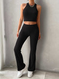 Ribbed Round Neck Tank and Pants Set - Trendsi - Flyclothing LLC