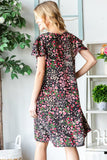 Heimish Full Size Printed Ruffled Short Sleeve Dress with Pockets - Trendsi