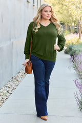 Basic Bae Full Size V-Neck Lantern Sleeve Top - ShopBasicbae - Flyclothing LLC