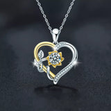1 Carat Two Tone Heart-Shaped Pendant Necklace - Trendsi - Flyclothing LLC