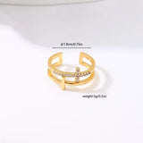 18K Gold-Plated Rhinestone Cross Open Ring - Trendsi - Flyclothing LLC