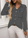 Striped Button Up Long Sleeve Shirt - Trendsi - Flyclothing LLC
