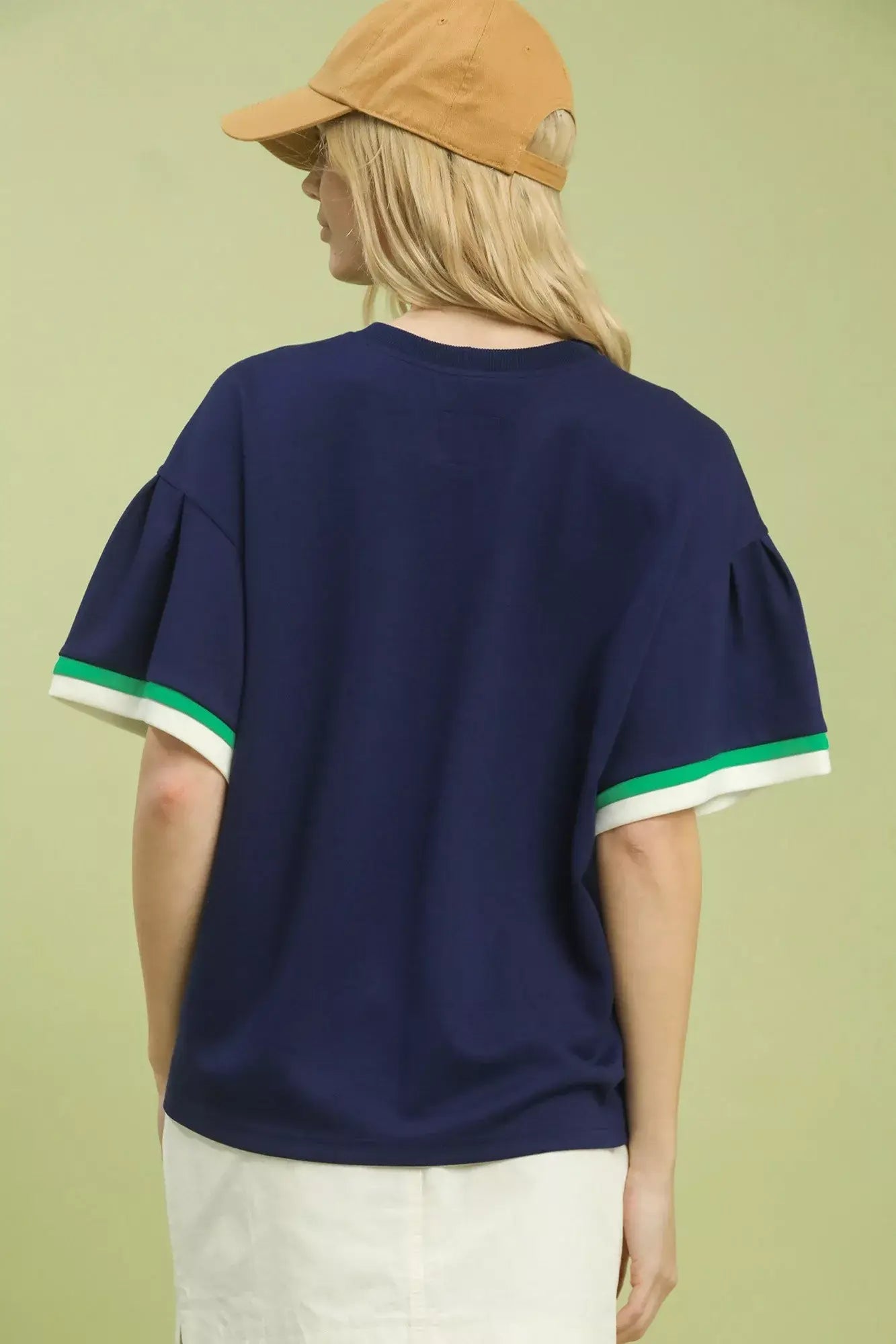 Umgee Contrast Trim Bell Sleeve Top - Trendsi - Flyclothing LLC