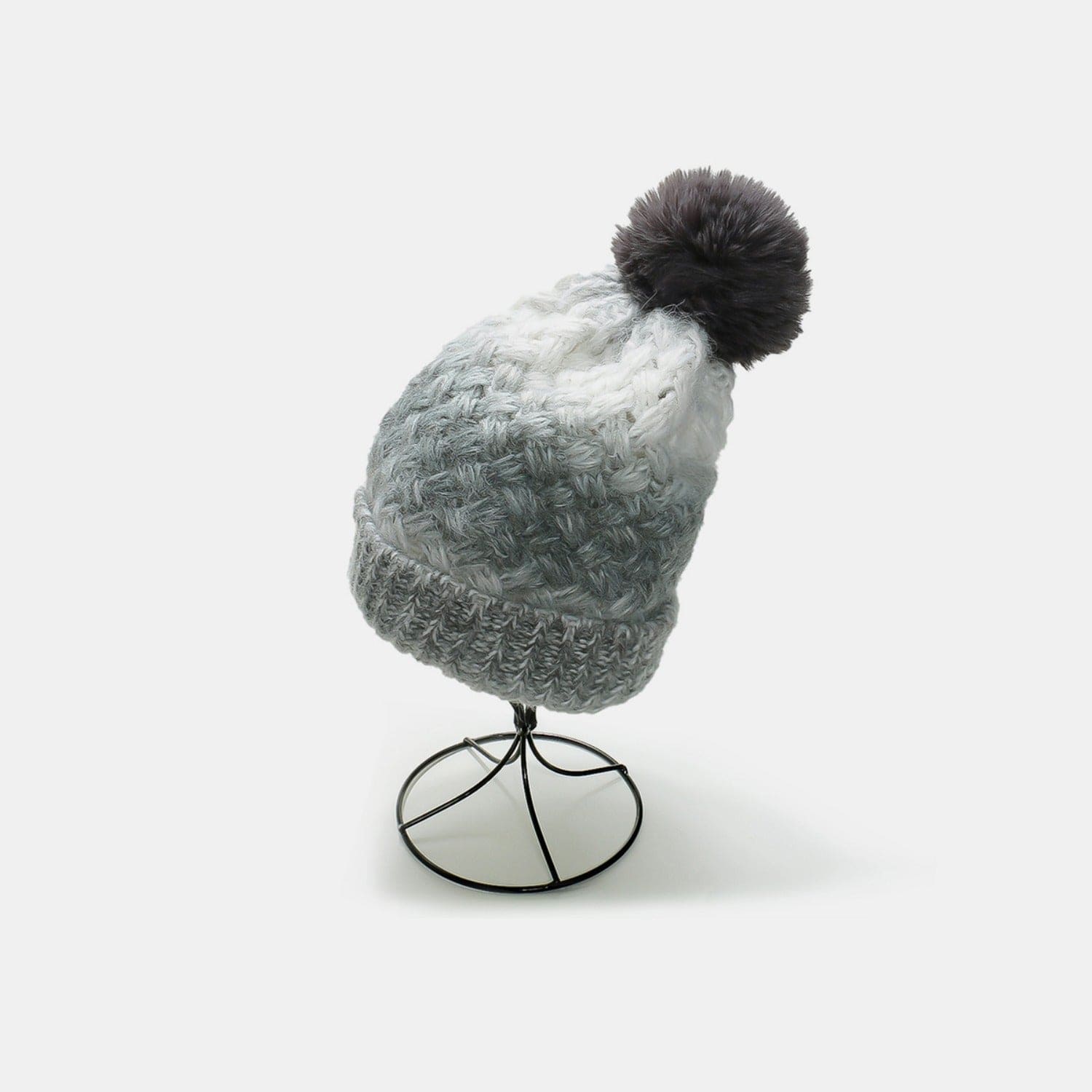 Gradient Knit Hat with Pompom - Trendsi