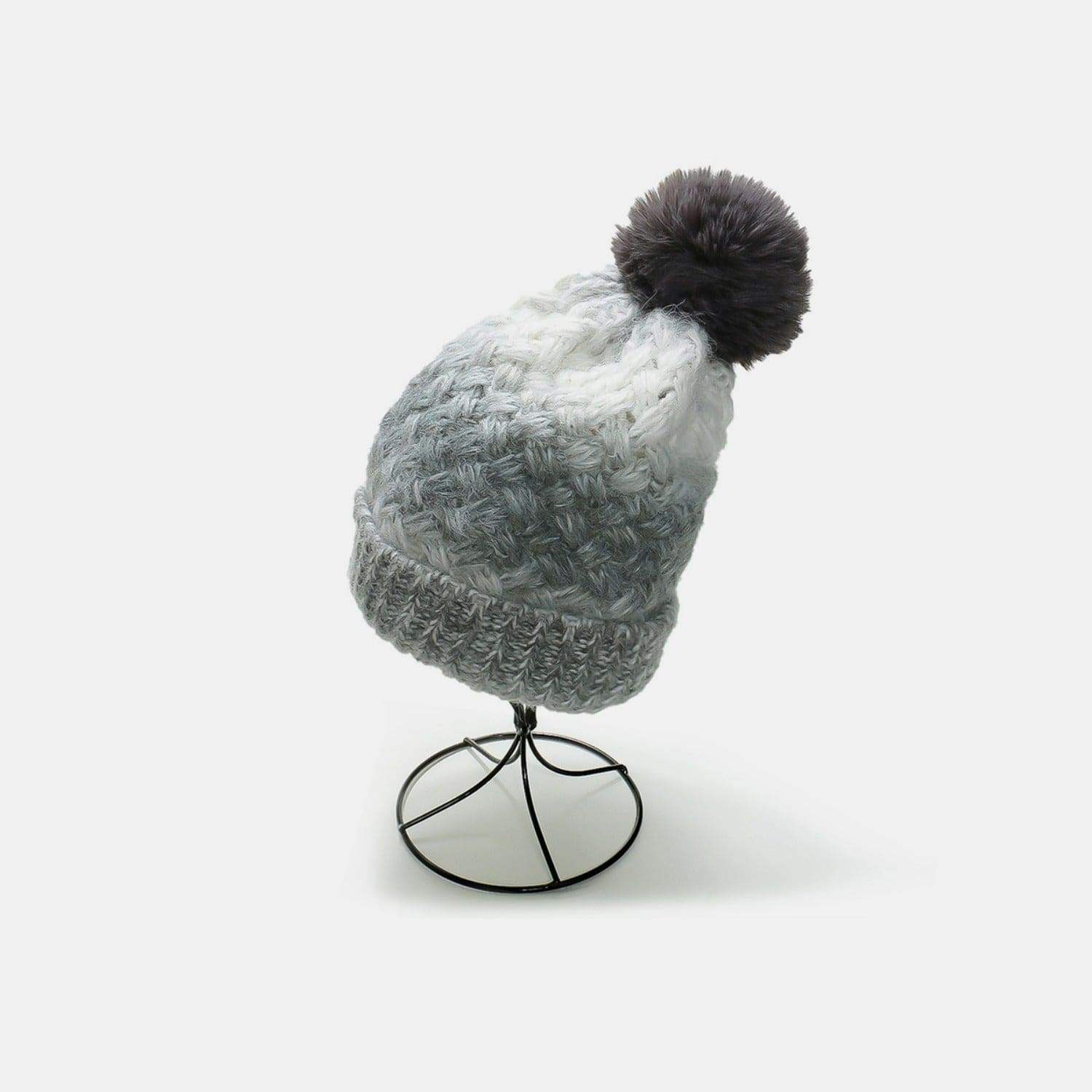 Gradient Knit Hat with Pompom - Trendsi - Flyclothing LLC