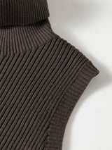 Ribbed Knit High Neck Sleeveless Waist Slim Fit Sweater Vest - Trendsi - Flyclothing LLC