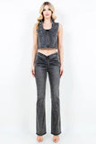 American Bazi V-Cut Ruched Flare Pants - Trendsi