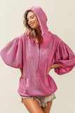 BiBi Waffle-Knit Half Zip Hooded Top - Trendsi - Flyclothing LLC