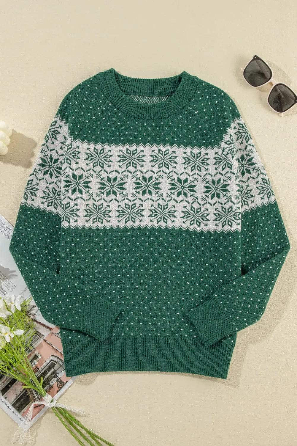 Graphic Round Neck Long Sleeve Sweater - Trendsi - Flyclothing LLC