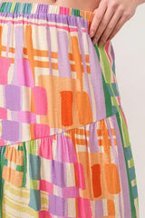 And The Why Asymmetric Geo Printed Tiered Maxi Skirt - Trendsi - Flyclothing LLC