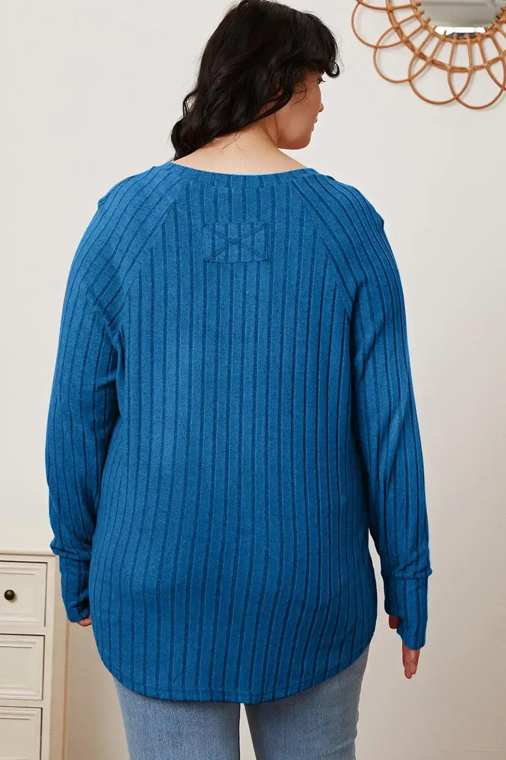 Basic Bae Full Size Ribbed Thumbhole Sleeve T-Shirt - ShopBasicbae - Flyclothing LLC