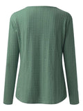 Decorative Button Round Neck Long Sleeve Top - Trendsi - Flyclothing LLC