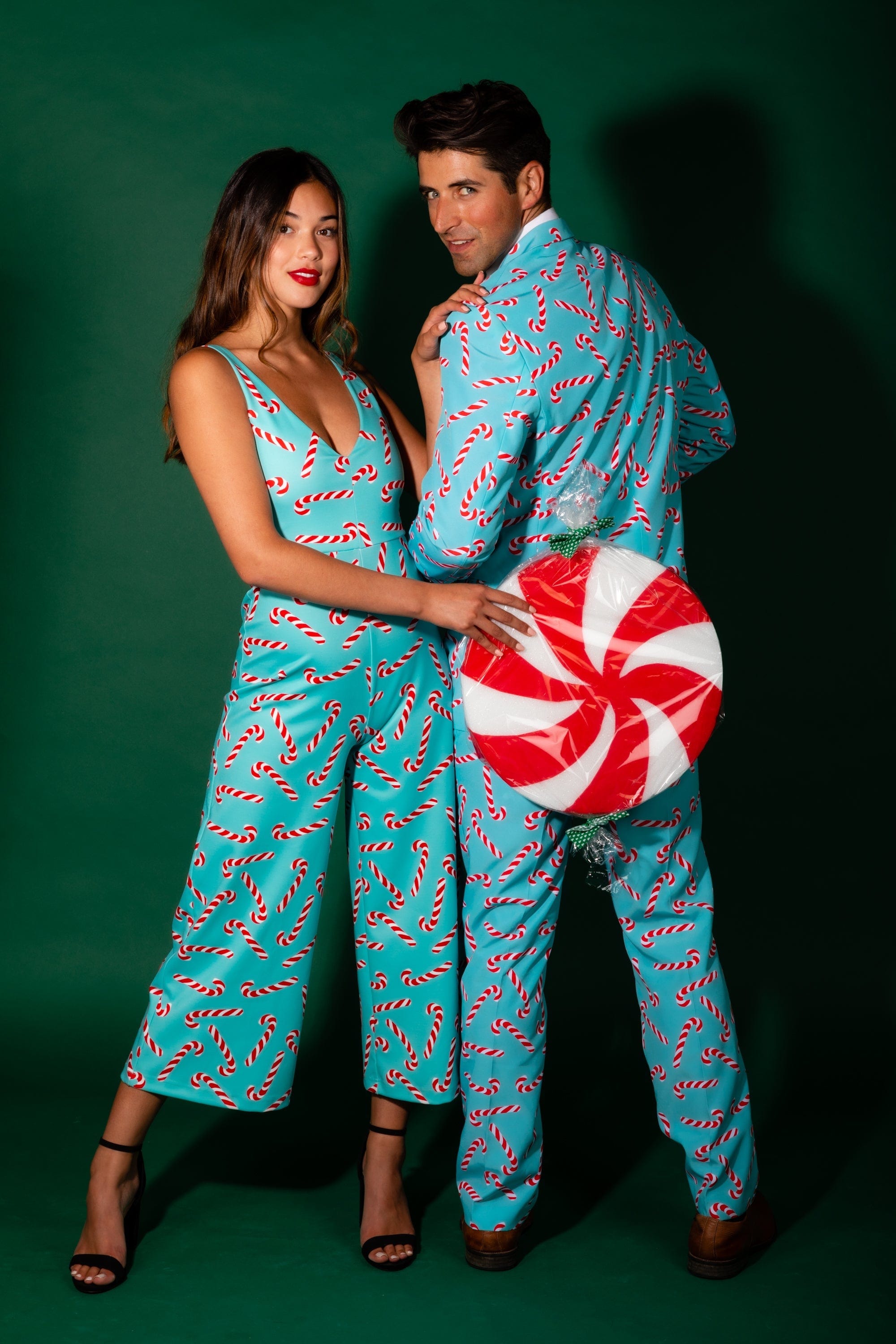 The Peppermint Pimp Canes | Candy Cane Print Christmas Suit - Shinesty
