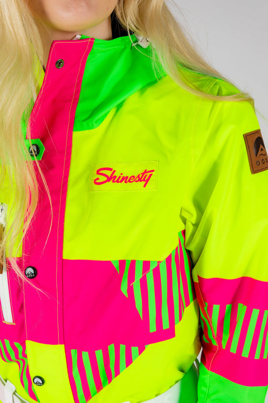 The Cat Track Fever | Neon Yellow Retro Women's One Piece Ski Suit - Shinesty
