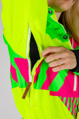 The Cat Track Fever | Neon Yellow Retro Women's One Piece Ski Suit - Shinesty