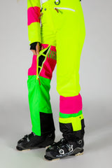 The Cat Track Fever | Neon Yellow Retro Women's One Piece Ski Suit - Shinesty