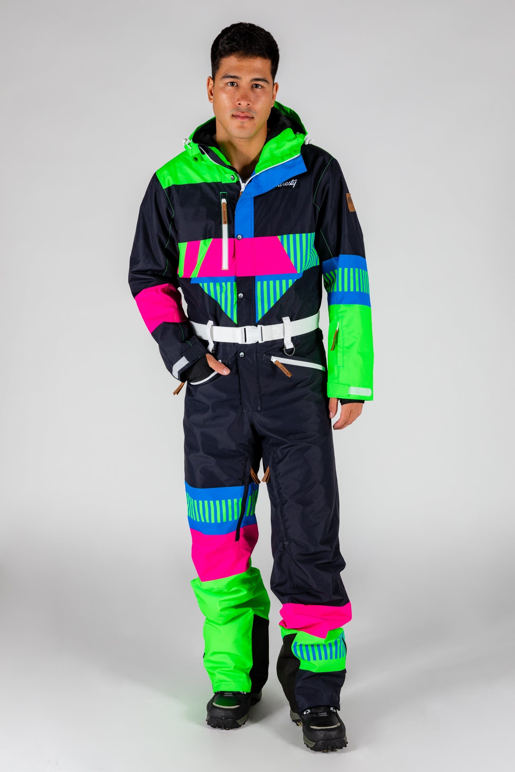 The Steep And Deep | Men's Retro Black Ski Suit - Shinesty