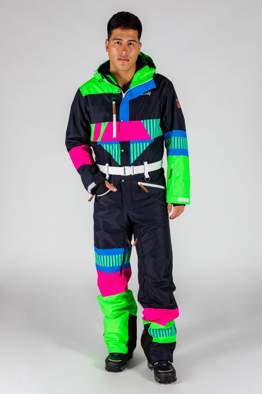 The Steep And Deep | Men's Retro Black Ski Suit - Shinesty