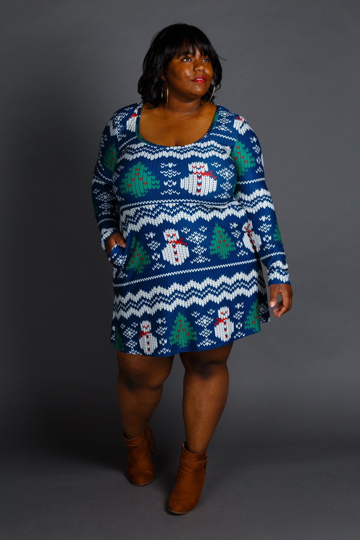 The Eggnog Aficionado | Snowman Print Christmas Skater Dress - Shinesty - Flyclothing LLC