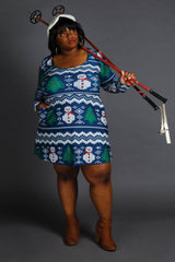 The Eggnog Aficionado | Snowman Print Christmas Skater Dress - Shinesty - Flyclothing LLC