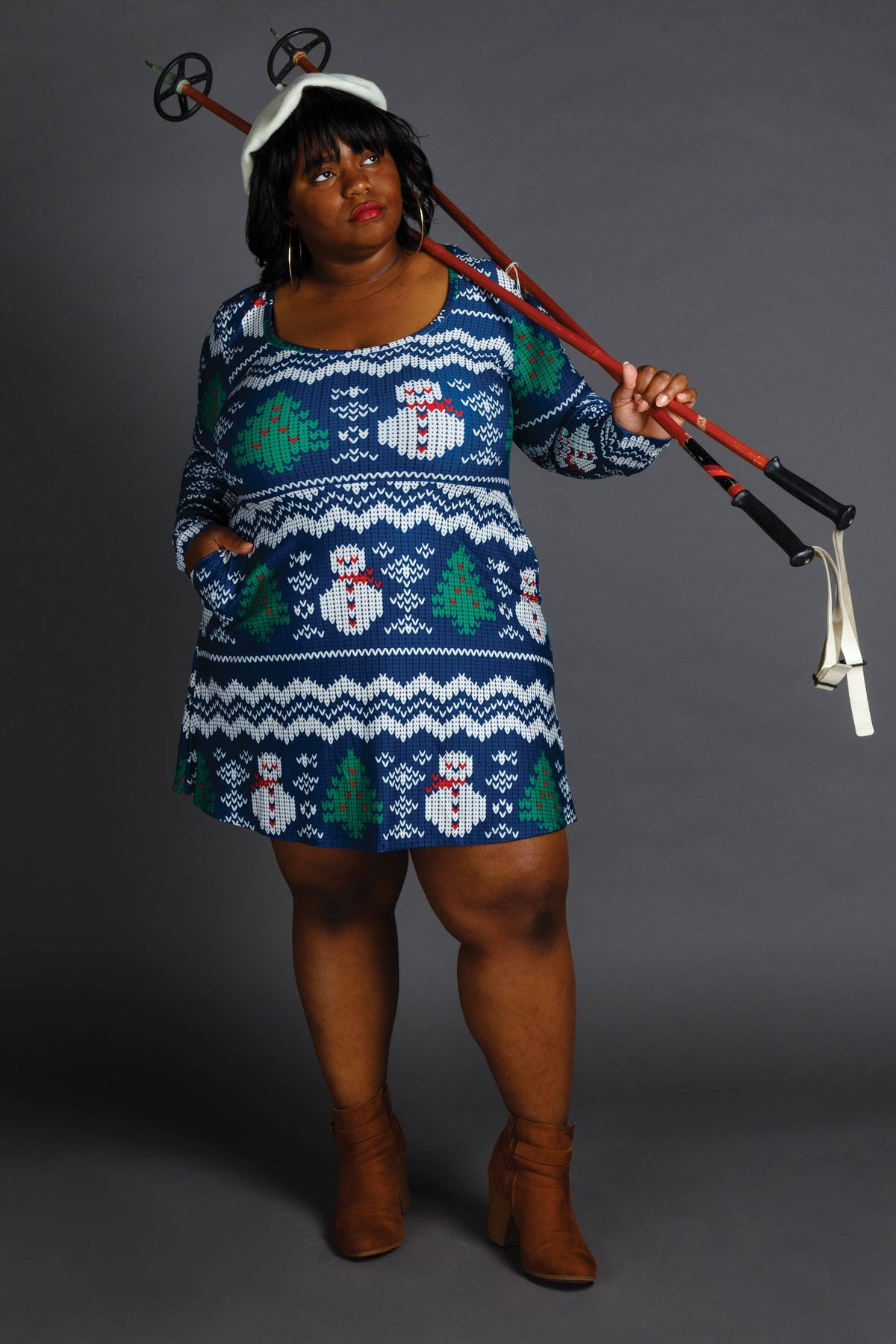 The Eggnog Aficionado | Snowman Print Christmas Skater Dress - Shinesty - Flyclothing LLC