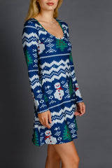 The Eggnog Aficionado | Snowman Print Christmas Skater Dress - Shinesty