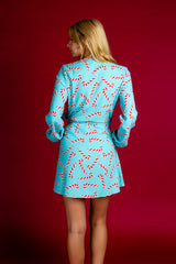 The Peppermint Pimp Canes | Candy Cane Print Christmas Wrap Dress - Shinesty