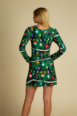 The Christmas Tree Camo | Christmas Tree Print Skater Dress - Shinesty