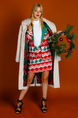 The Red Ryder | Women's Knit Print Christmas Skirt - Shinesty