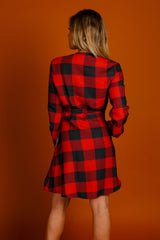 The Red & Black Lumberjack | Red Buffalo Check Christmas Wrap Dress - Shinesty