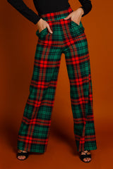 The Lincoln Log Love Lady | Women's Green Plaid Christmas Pants - Shinesty